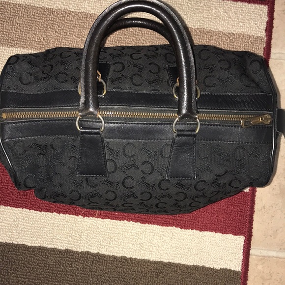 Vintage Celine Black Cloth and Leather Satchel😘
